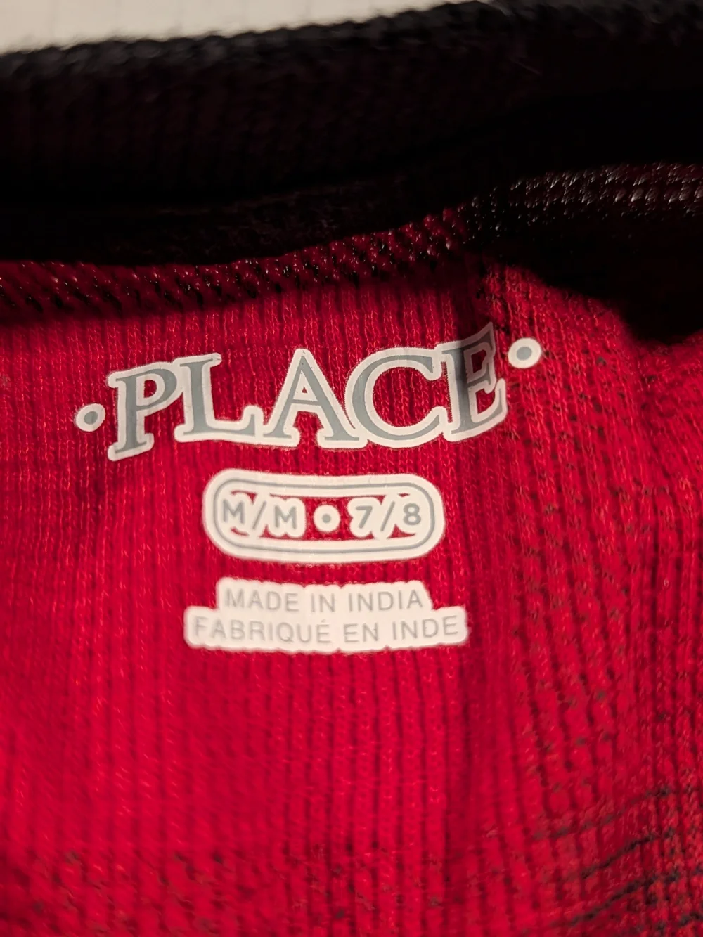 The Children's Place Red and Black Buffalo Plaid Henley Sweater